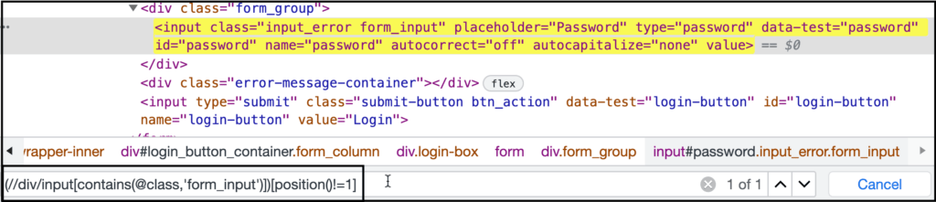 Example of XPath Using position Function
